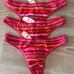 Victorias Secrets Striped Low rise Thongs Size medium